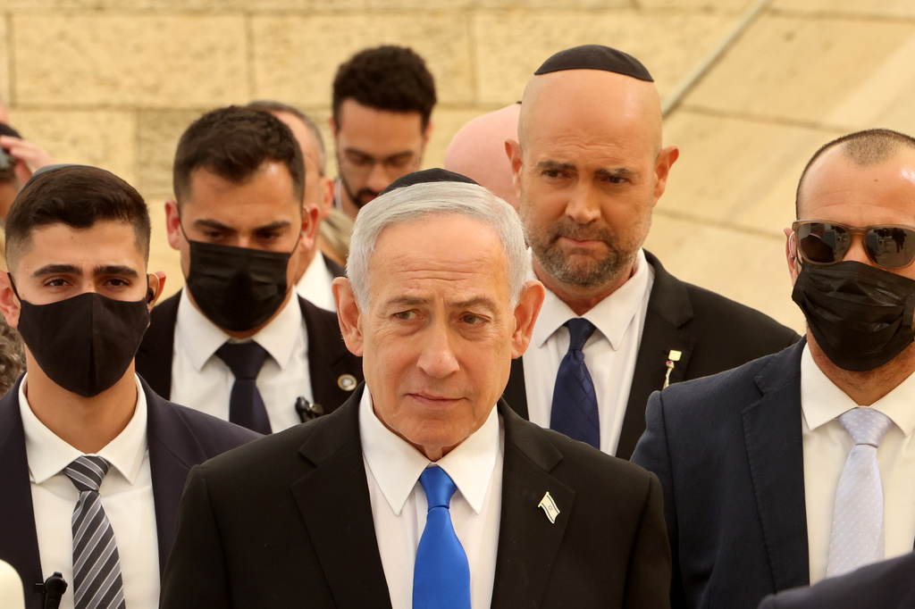 Israeli Prime Minister Benjamin Netanyahu attends a Memorial Day opening ceremony at the Yad LaBanim House in Jerusalem, Monday, April 20, 2026. (Marc Israel Sellem/Pool Photo via AP)