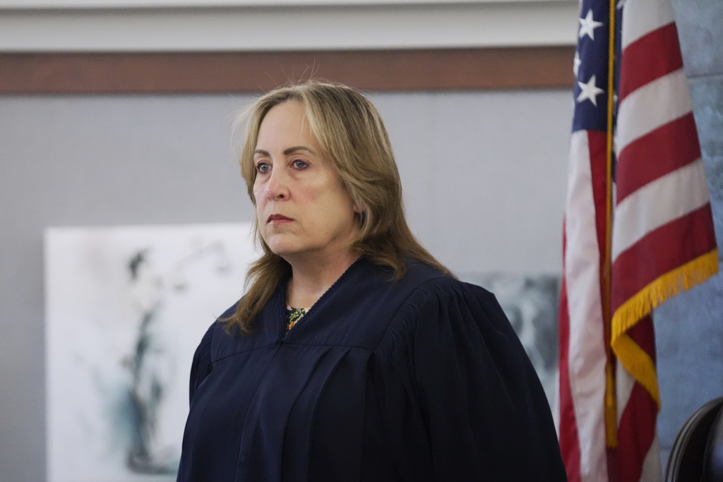 Judge Jessica Peterson presides of the trial of Nathan Chasing Horse on charges of sexually abusing Indigenous women and girls Tuesday, Jan. 13, 2026, in Las Vegas. (AP Photo/Ty ONeil)
