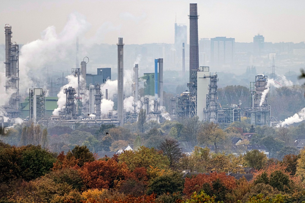 FILE - A BP oil refinery operates in Gelsenkirchen, Germany, Oct. 24, 2024. (AP Photo/Martin Meissner, File)