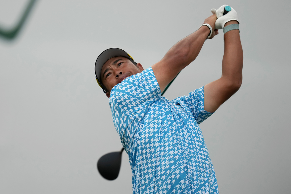 Hideki Matsuyama, of Japan, hits his tee shot at the 17th hole during the first round of the Phoenix Open golf tournament at the TPC Scottsdale Stadium Course Thursday, Feb. 5, 2026, in Scottsdale, Ariz. (AP Photo/Ross D. Franklin)
