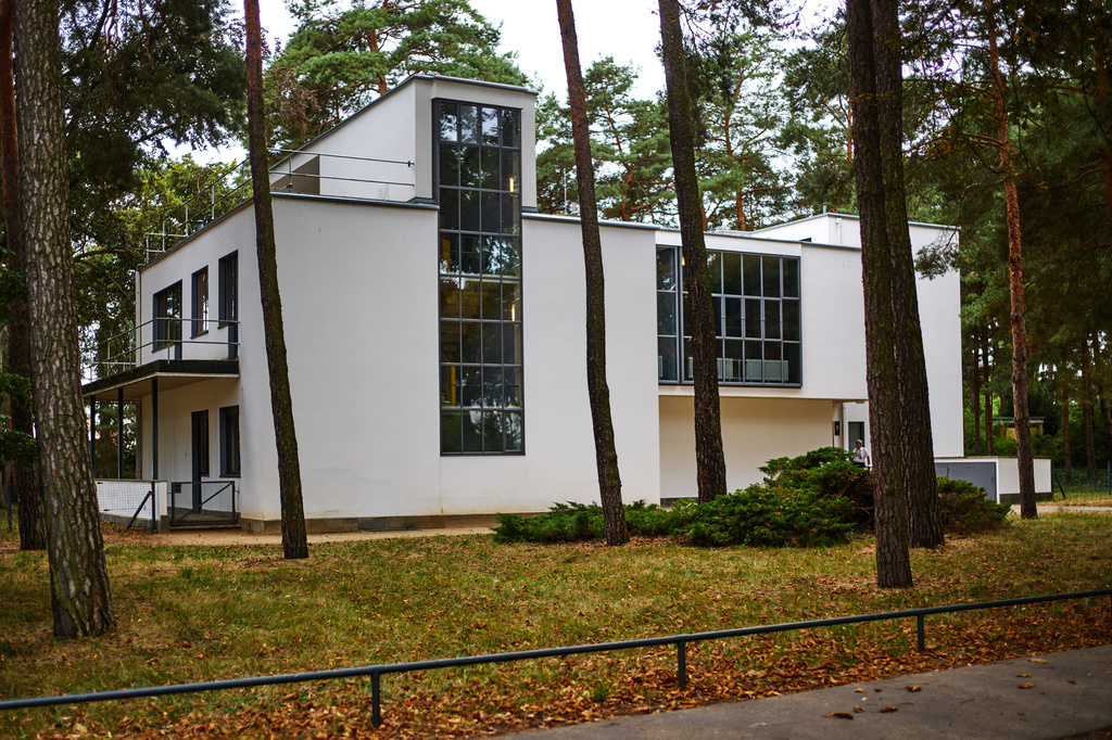 Kandinsky/Klee Master House at the former Bauhaus design school, which was called an "aberration of modernism" by Germany's far-right Alternative for Germany party, photographed in Dessau, Germany, Aug. 17, 2026. (AP Photo/Markus Schreiber)
