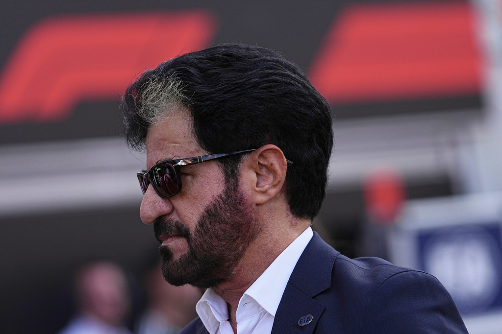 Mohammed Ben Sulayem President of the Federation Internationale de l'Automobile (FIA) attends the qualifying session for the Monaco F1 Grand Prix, at the Monaco racetrack, Saturday, June 6, 2026. (AP Photo/Philippe Magoni)