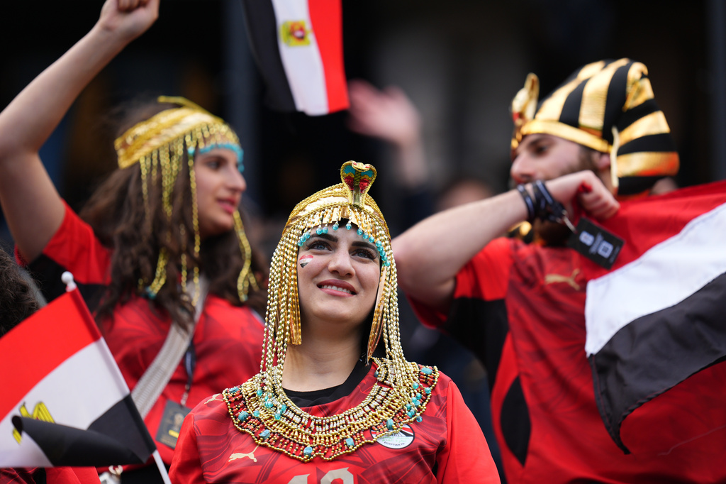 Egypt fans before the start of the World Cup Group G soccer match between Egypt and Iran in Seattle, Friday, June 26, 2026. (AP Photo/Manu Fernandez)