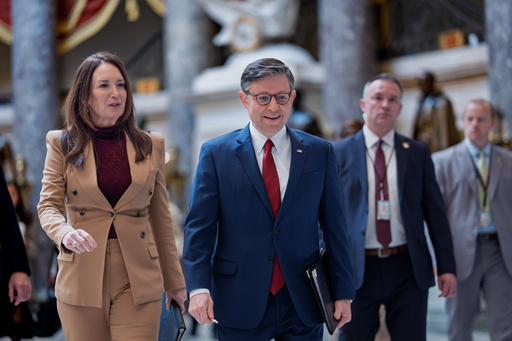 Speaker of the House Mike Johnson, R-La., center, is joined at left by Secretary of Agriculture Brooke Rollins as they head to a news conference to talk about SNAP food aid benefits on day 31 of the government shutdown, at the Capitol in Washington, Friday, Oct. 31, 2025. (AP Photo/J. Scott Applewhite) Speaker of the House Mike Johnson, R-La., center, is joined at left by Secretary of Agriculture Brooke Rollins as they head to a news conference to talk about SNAP food aid benefits on day 31 of the government shutdown, at the Capitol in Washington, Friday, Oct. 31, 2025. (AP Photo/J. Scott Applewhite)