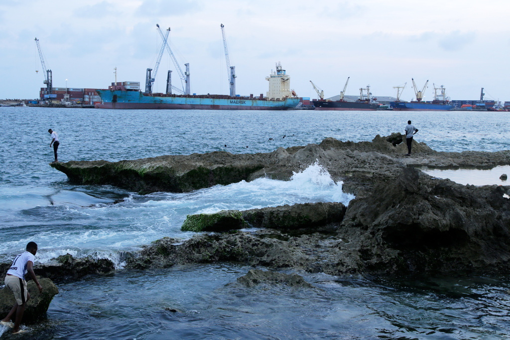 People enjoy the afternoon at the public beach in Mogadishu, Somalia, Thursday, Nov. 6, 2025. (AP Photo/Farah Abdi Warsameh)