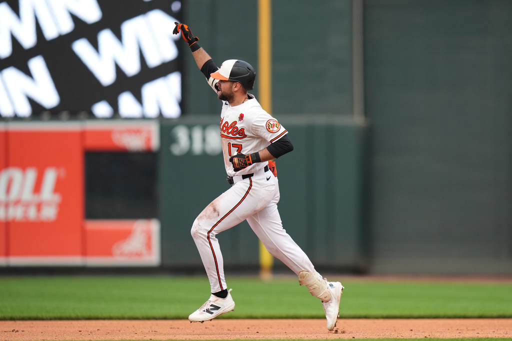 Baltimore Orioles' Colton Cowser rounds the bases after hitting a walkoff two-run home run during the 13th inning of a baseball game against the Tampa Bay Rays, Monday, May 25, 2026, in Baltimore. (AP Photo/Stephanie Scarbrough)