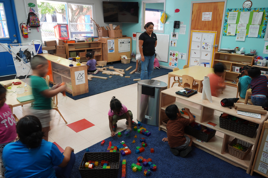 Children play at a Head Start preschool in Immokalee, Fla., Thursday, Sept. 10, 2026. (AP Photo/Rebecca Blackwell)