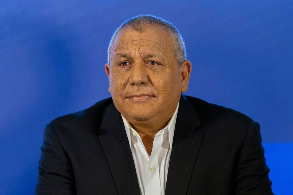 FILE - Former IDF chief Gadi Eisenkot announces his election bid in Ramat Gan, Israel, Sunday, Aug. 14, 2022. (AP Photo/Tsafrir Abayov, File)