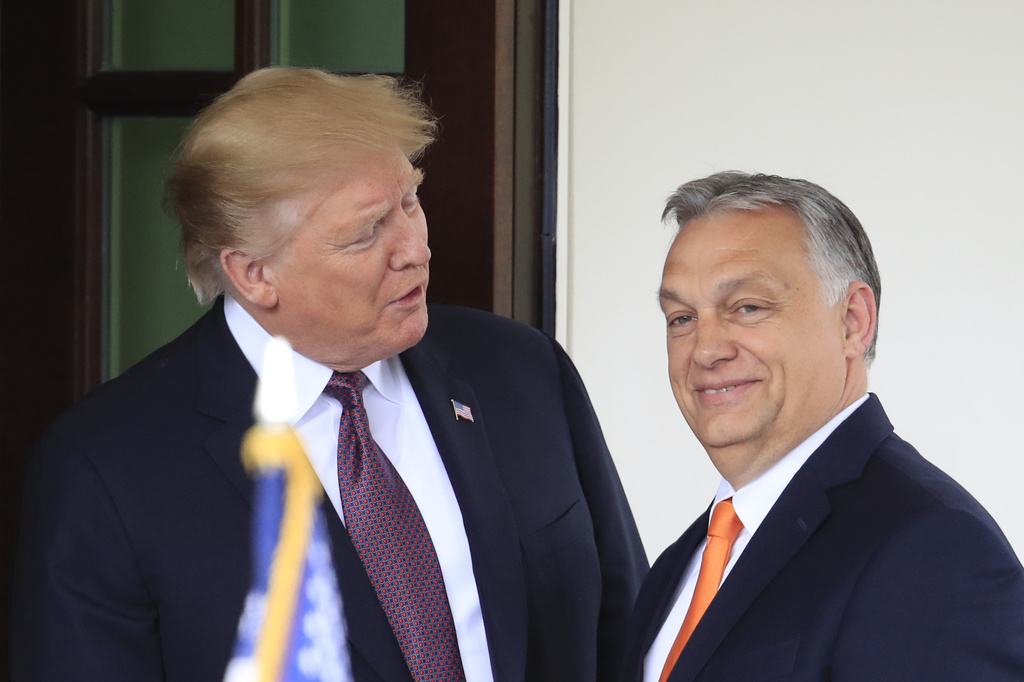 FILE - President Donald Trump welcomes Hungarian Prime Minister Viktor Orban to the White House in Washington, on May 13, 2019. (AP Photo/Manuel Balce Ceneta, File)