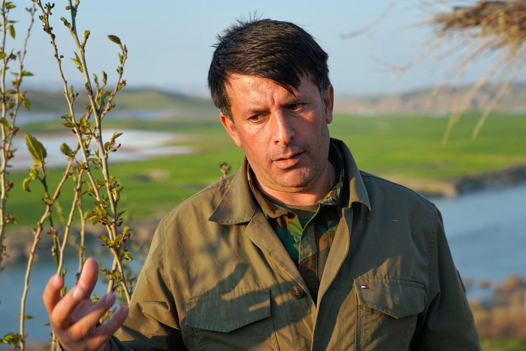 Rebaz Sherifi, military commander at the Kurdistan Freedom Party PAK, speaks during an interview in Irbil, Iraq, Thursday, March 5, 2026. (AP Photo/Rashid Yahya)