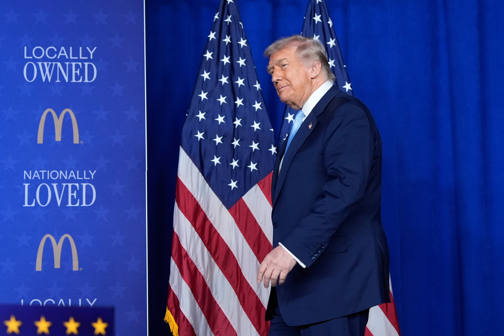 President Donald Trump arrives to speak at the McDonald's Impact Summit, Monday, Nov. 17, 2025, in Washington. (AP Photo/Alex Brandon)
