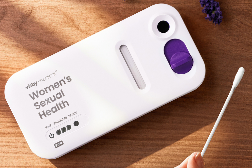 This photo provided by Visby Medical in January 2026 shows its three-in-one gonorrhea, chlamydia and trichomoniasis test for women. (Visby Medical via AP)