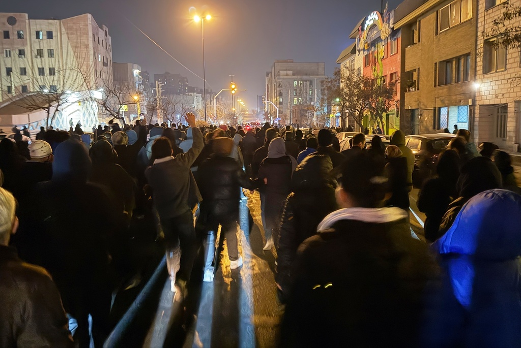 FILE - In this photo obtained by The Associated Press, Iranians attend an anti-government protest in Tehran, Iran, Thursday, Jan. 8, 2026. (UGC via AP, File)