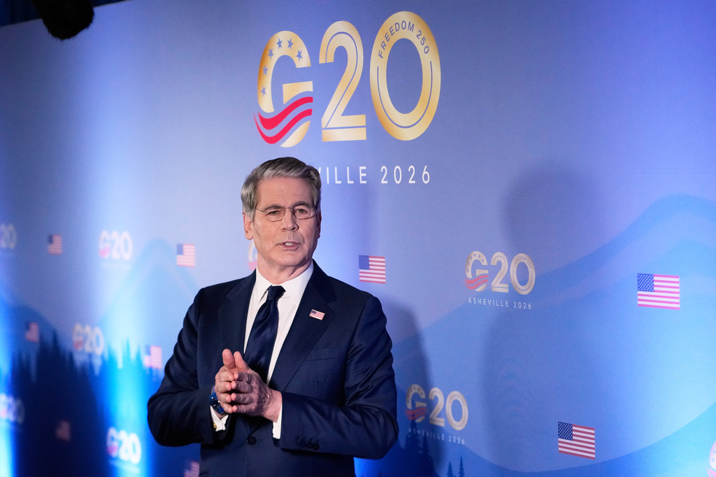 Treasury Secretary Scott Bessent speaks to reporters at the G20 Finance Ministerial in Asheville, N.C., Tuesday, Sept. 1, 2026.(AP Photo/Gerald Herbert)