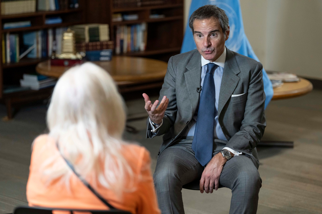 Rafael Grossi, International Atomic Energy Agency (IAEA) Director General and a candidate for United Nations Secretary-General, speaks during an interview at U.N. headquarters, Tuesday, April 28, 2026. (AP Photo/Yuki Iwamura)