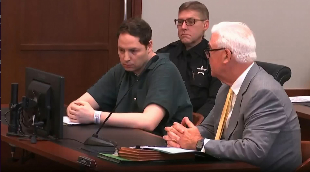 Brendan Banfield listens to a family impact statement ahead of the sentencing in court on Friday, June 5, 2026 in Fairfax, Va. (AP Photo/Pool)