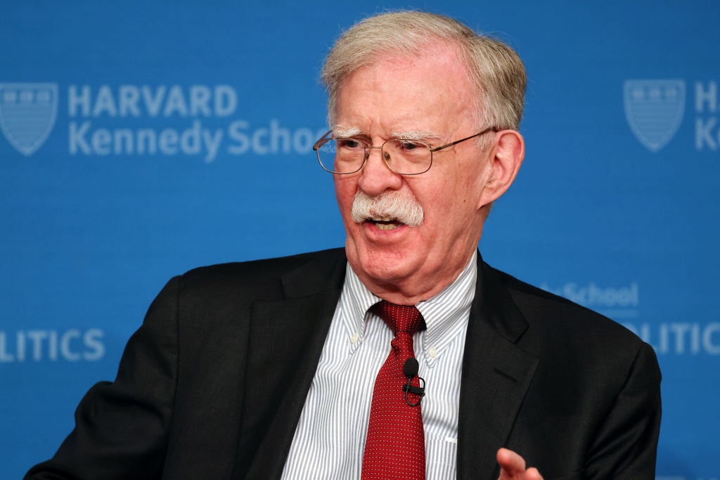 John Bolton speaks at Harvard Kennedy School's John F. Kennedy Jr Forum, Monday, Sept. 29, 2025, in Cambridge, Mass. (AP Photo/Michael Dwyer)