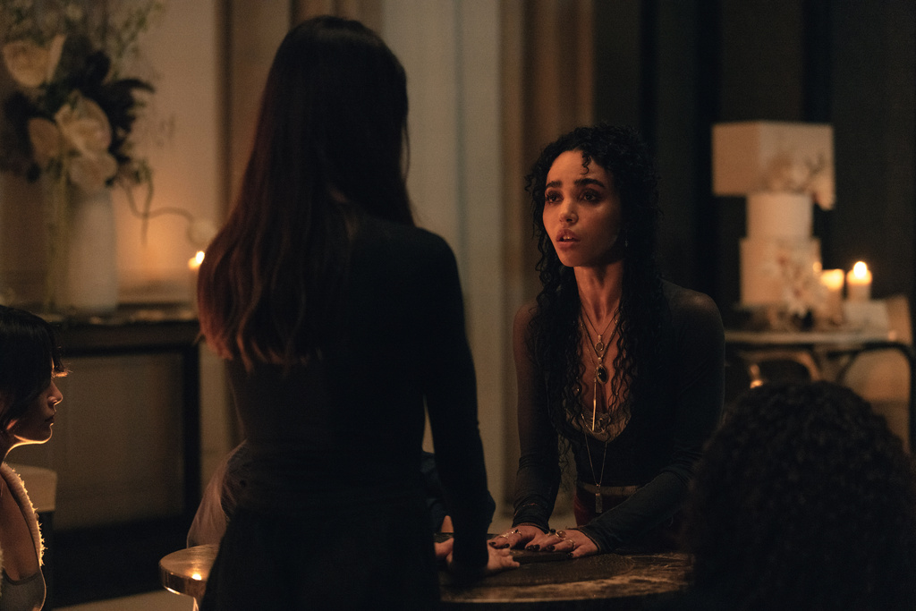 This image released by A24 shows FKA twigs in a scene from "Mother Mary." (Eric Zachanowich/A24 via AP)