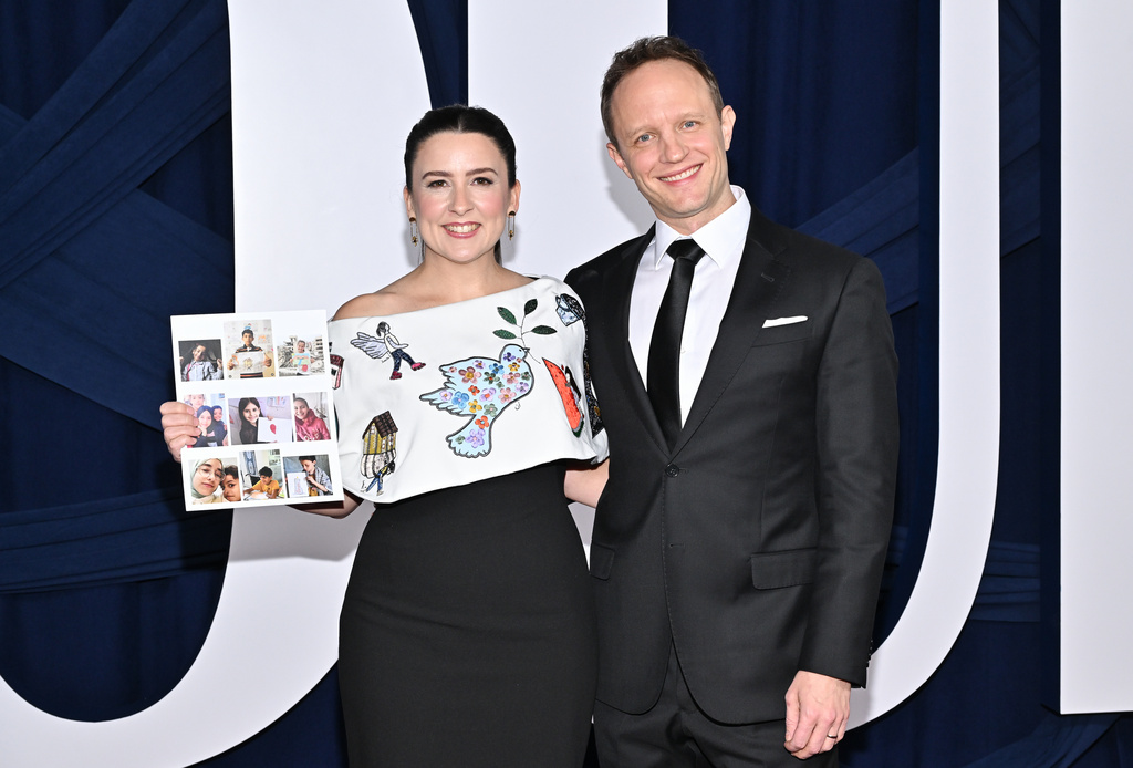 FILE - Honoree Rachel Griffin Accurso (aka Ms. Rachel), and husband Aron Accurso attend the Glamour Women of the Year Awards at The Plaza Hotel, Nov. 4, 2025, in New York. (Photo by Evan Agostini/Invision/AP, File)