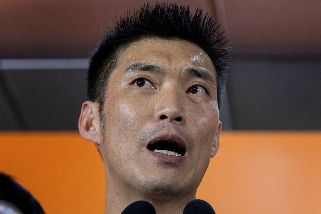 FILE - Future Forward Party leader Thanathorn Juangroongruangkit speaks during a press conference after a Thai court ordered to dissolved his political party in Bangkok, Thailand, Feb. 21, 2020. (AP Photo/Gemunu Amarasinghe, File)