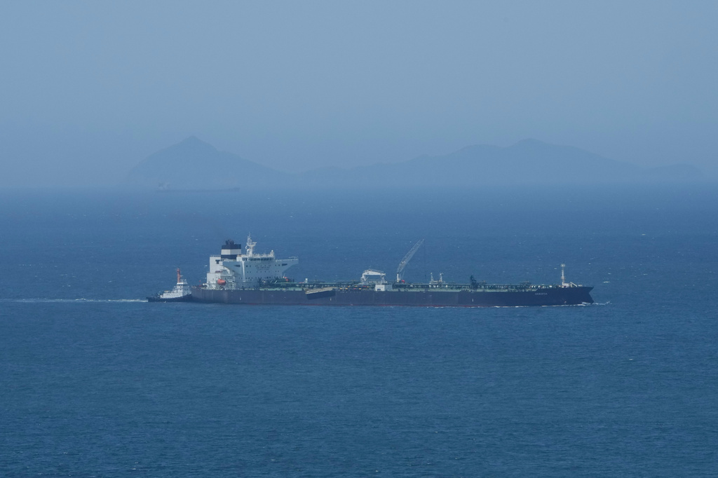 Malta-flagged tanker Odessa is seen near Daesan Port in Seosan, South Korea, Friday, May 8, 2026. (AP Photo/Ahn Young-joon)