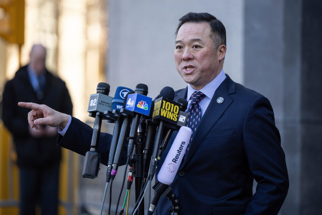 FILE - Connecticut Attorney General William Tong speaks during a news conference outside Manhattan federal court, Feb. 14, 2025, in New York. (AP Photo/Yuki Iwamura, File)