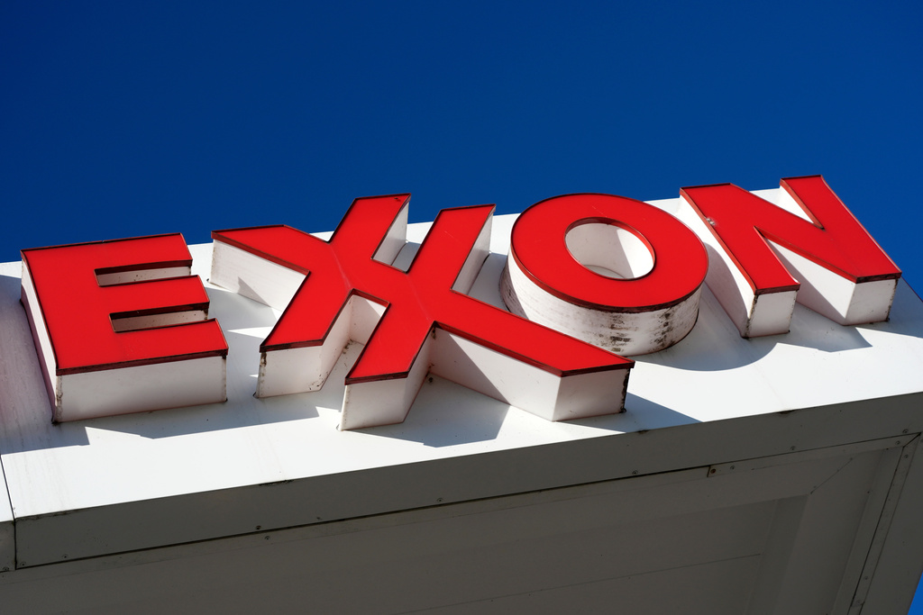 FILE - This is the sign on a Exxon gas station in Pittsburgh on Wednesday, Oct. 9, 2024. (AP Photo/Gene J. Puskar, File)