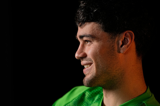 American soccer player Gio Reyna talks during an interview with The Associated Press at the stadium of his Bundesliga club Borussia Moenchengladbach in Moenchengladbach, Germany, Tuesday, Oct. 21, 2025. (AP Photo/Martin Meissner) American soccer player Gio Reyna talks during an interview with The Associated Press at the stadium of his Bundesliga club Borussia Moenchengladbach in Moenchengladbach, Germany, Tuesday, Oct. 21, 2025. (AP Photo/Martin Meissner)