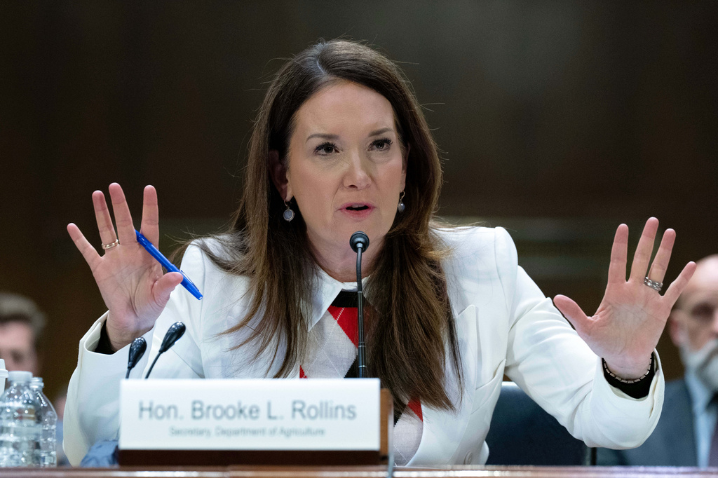 Agriculture Secretary Brooke Rollins testifies before the Senate Committee on Appropriations, Subcommittee on Agriculture, Rural Development, Food and Drug Administration, and Related Agencies hearing on the Agriculture Department budget for fiscal year 2027 on Capitol Hill, Wednesday, April 22, 2026, in Washington. (AP Photo/Jose Luis Magana)