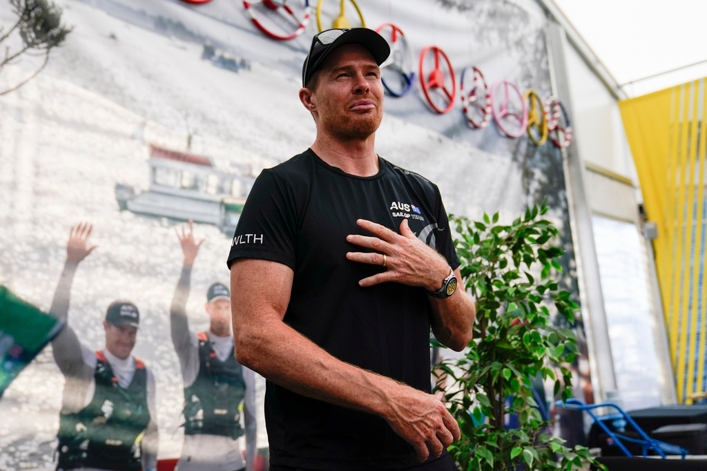 FILE - Team Australia skipper Tom Slingsby speaks during an interview with The Associated Press ahead of the Los Angeles Sail Grand Prix, on July 20, 2023, at the Port of the Los Angeles. (AP Photo/Ryan Sun, File)