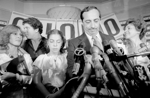 FILE - Joined by his wife, Matilda, right, son Andrew, second from left, and daughter Madeline, third from left, Mario Cuomo faces reporters at his campaign headquarters in New York City, Monday, Sept. 20, 1977, as he concedes that he has lost the Democratic primary runoff for New York City mayor to Ed Koch. (AP Photo, File) FILE - Joined by his wife, Matilda, right, son Andrew, second from left, and daughter Madeline, third from left, Mario Cuomo faces reporters at his campaign headquarters in New York City, Monday, Sept. 20, 1977, as he concedes that he has lost the Democratic primary runoff for New York City mayor to Ed Koch. (AP Photo, File)