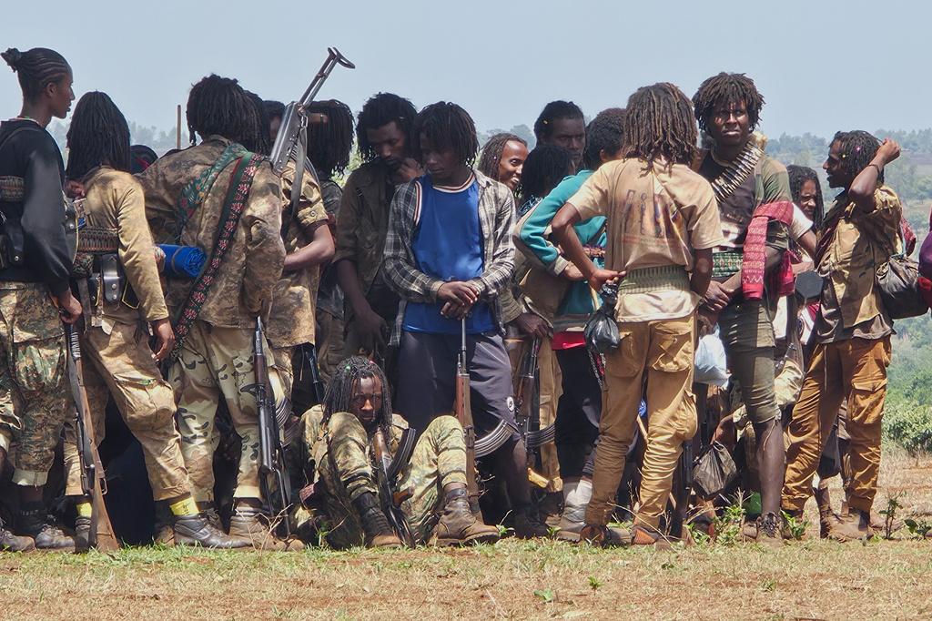 FILE - Oromo Liberation Army (OLA) fighters attend an orientation session in western Oromia, Ethiopia, June 2, 2025. (AP Photo, File)