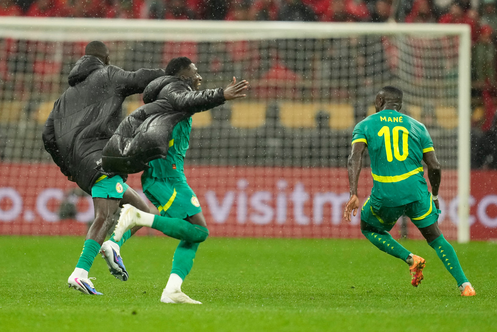 Senegal's Sadio Mane celebrates after winning the Africa Cup of Nations final soccer match between Senegal and Morocco, in Rabat, Morocco, Sunday, Jan. 18, 2026. (AP Photo/Mosa'ab Elshamy)