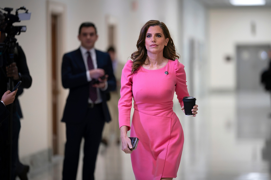 FILE - Rep. Nancy Mace, R-S.C., leaves the speaker's office at the Capitol in Washington, Feb. 2, 2023. (AP Photo/J. Scott Applewhite, File)