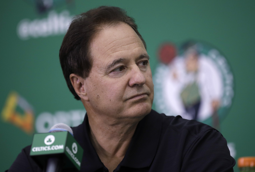 FILE - Boston Celtics co-owner Steve Pagliuca at the team's practice facility in Waltham, Mass., June 23, 2017. (AP Photo/Charles Krupa, File)