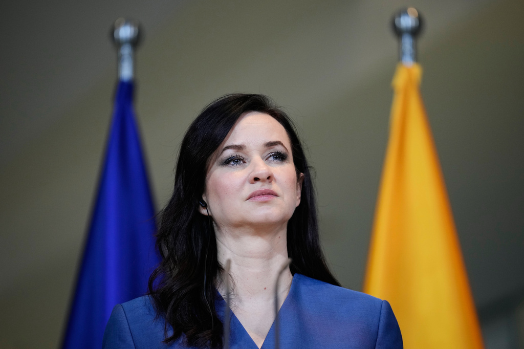 FILE - Lithuania's Prime Minister Inga Ruginiene attends a joint press conference with German Chancellor Friedrich Merz after their meeting at the chancellery in Berlin, Germany, Jan. 29, 2026. (AP Photo/Ebrahim Noroozi, File)