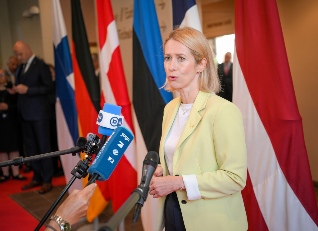 European Commission Vice-President Kaja Kallas speaks to the media during the European Arctic Summit in Rovaniemi, Finland, Monday, Sept. 14, 2026. (Jouni Porsanger/Lehtikuva via AP)