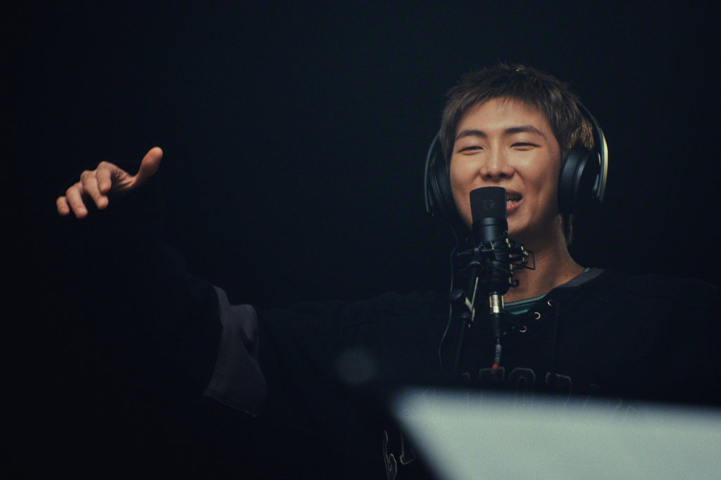 This image released by Netflix shows BTS member RM in a scene from the documentary "BTS: The Return." (Netflix via AP)