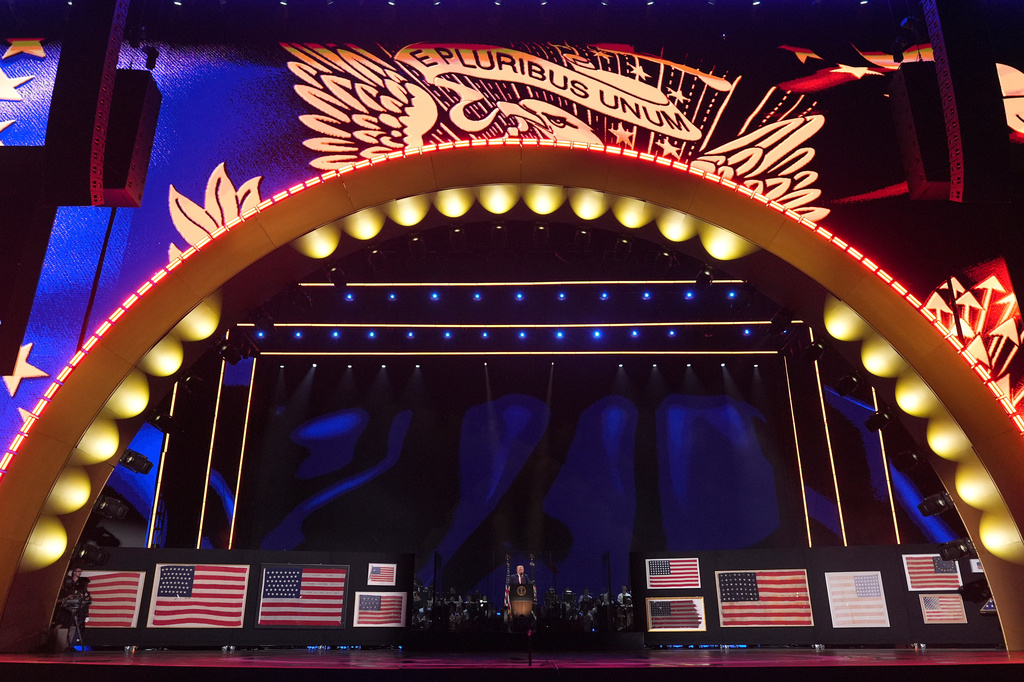 President Donald Trump speaks during Salute to America, an Independence Day event honoring the nation's 250th anniversary, Saturday, July 4, 2026, on the National Mall in Washington. (AP Photo/Mark Schiefelbein)