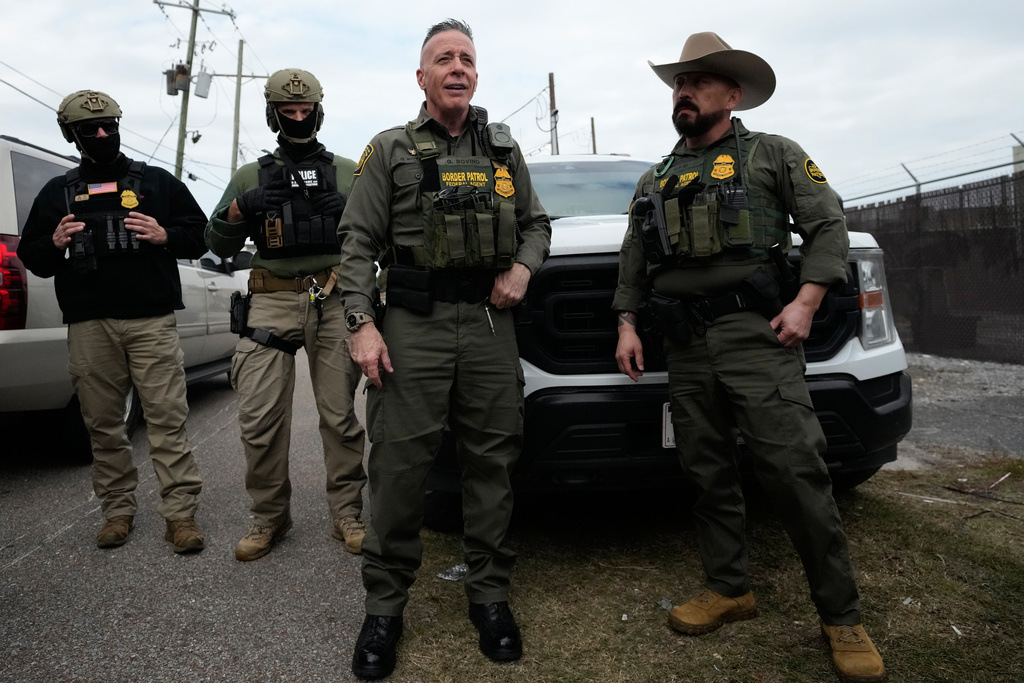 U.S. Border Patrol Commander at large Gregory Bovino talks to the media in Kenner, La.,Wednesday, Dec. 3, 2025. (AP Photo/Gerald Herbert)