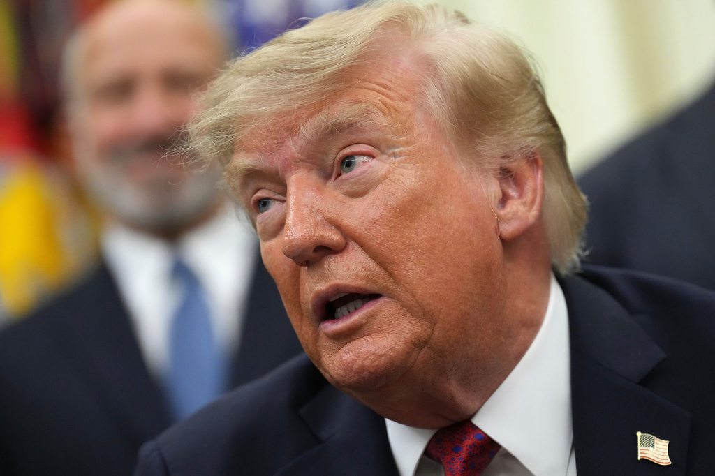 President Donald Trump speaks in the Oval Office of the White House, Monday, Aug. 31, 2026, in Washington. (AP Photo/Jacquelyn Martin)