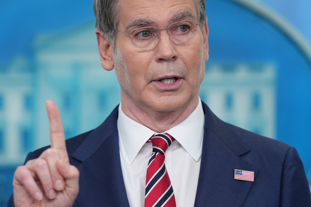 Treasury Secretary Scott Bessent speaks with reporters in the James Brady Press Briefing Room at the White House, Wednesday, April 15, 2026, in Washington. (AP Photo/Alex Brandon)