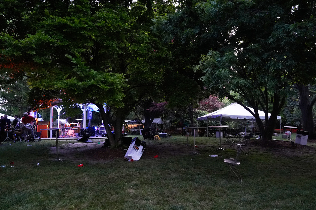 The Agnes Reynolds Jackson Arboretum is shown where multiple people were shot at a community festival Saturday, June 6, 2026, in Toledo, Ohio. (AP Photo/Paul Sancya)