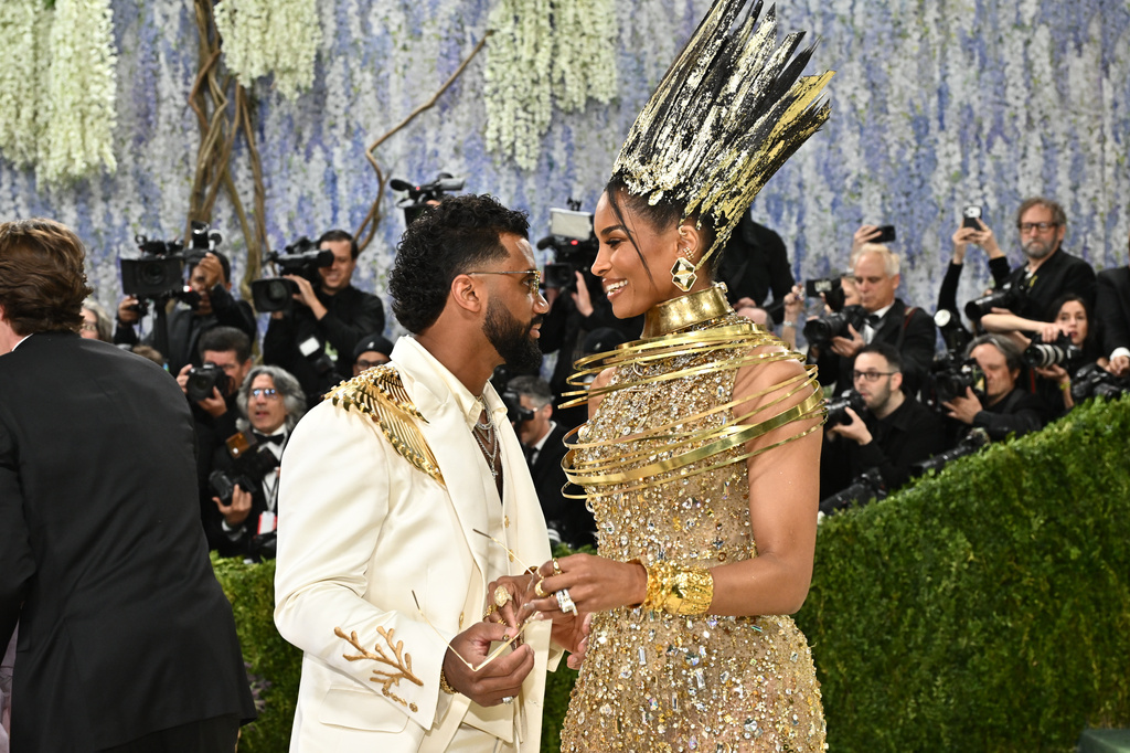 Russell Wilson, left, and Ciara arrive at The Metropolitan Museum of Art's Costume Institute benefit gala celebrating the opening of the "Costume Art" exhibition on Monday, May 4, 2026, in New York. (Photo by Evan Agostini/Invision/AP)