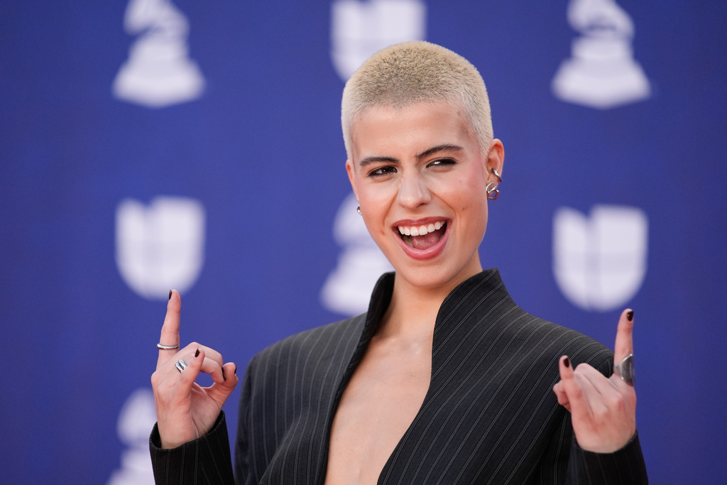 Annasofia arrives at the 2025 Latin Grammys on Thursday, Nov. 13, 2025, at MGM Grand in Las Vegas. (AP Photo/John Locher)
