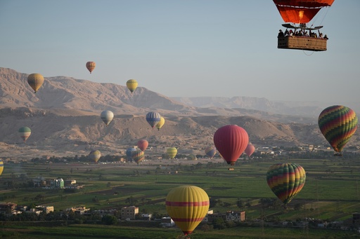 Tourists view the city during their tour on a hot air balloon on the west bank of the Nile River in Luxor, Egypt, Oct. 4, 2025. (AP Photo/Amr Nabil) Tourists view the city during their tour on a hot air balloon on the west bank of the Nile River in Luxor, Egypt, Oct. 4, 2025. (AP Photo/Amr Nabil)