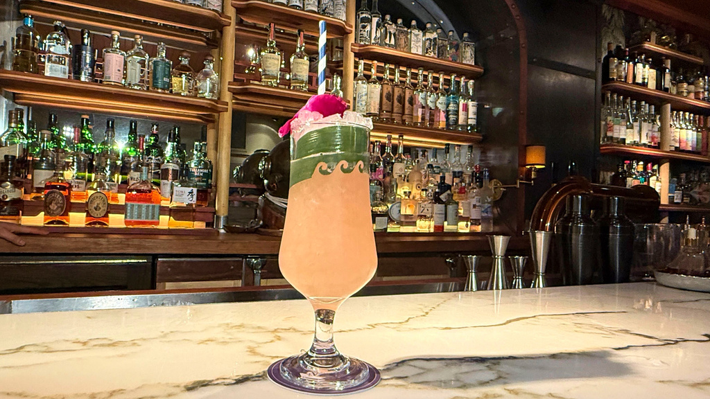 The 'Rey Bucanero, The King Buccaneer, cocktail' pictured at the The Bedford Stone Street bar, Dec. 2, 2025 in New York. (AP Photo/Guido Neira)