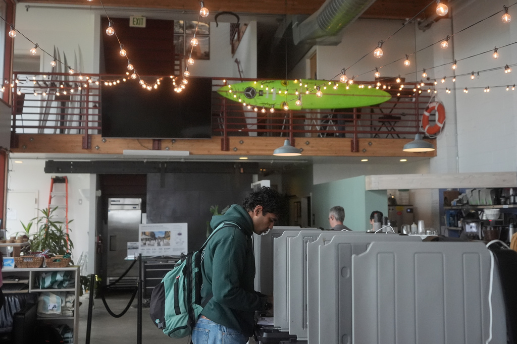 FILE - Pranav Kadiyala votes at Ocean Plant during the California primary election Tuesday, June 2, 2026, in San Francisco. (AP Photo/Jeff Chiu,File)