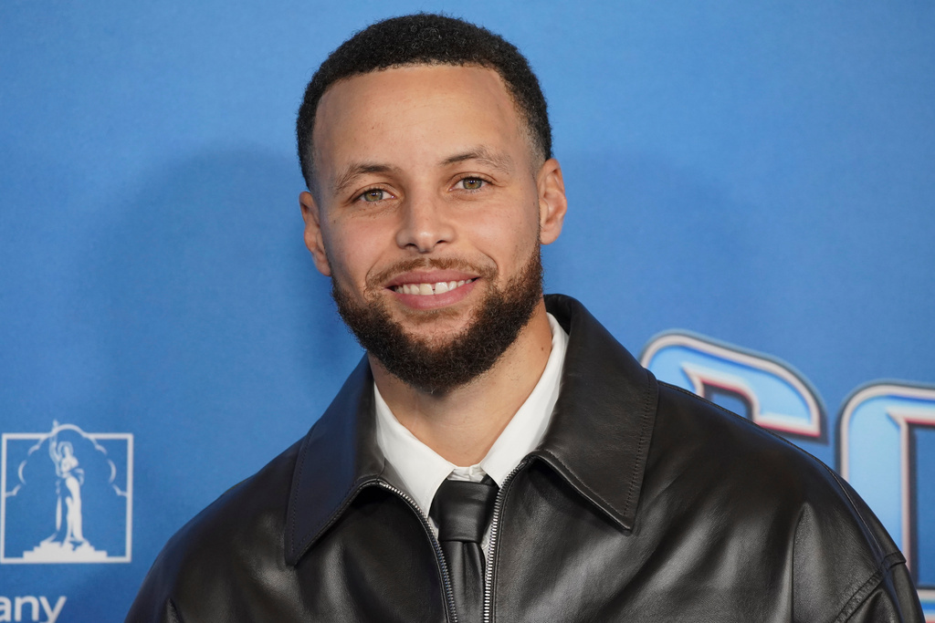 Stephen Curry arrives at the premiere of "GOAT" on Friday, Feb. 6, 2026, at AMC Century City 15 in Los Angeles. (Photo by Jordan Strauss/Invision/AP)