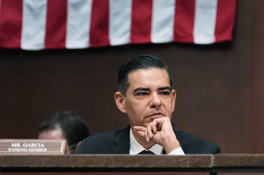 Ranking member Rep. Robert Garcia, D-Calif., listens during a House Committee on Oversight and Government Reform markup business meeting about finding former President Bill Clinton and former Secretary of State Hillary Rodham Clinton in contempt of Congress, Wednesday Jan. 21, 2026, on Capitol Hill in Washington. (AP Photo/Jacquelyn Martin)